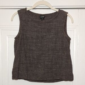 Eileen Fisher Textured Brown Sleeveless Knit Shell